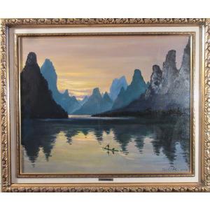 吉川康雄　「漓江」　油彩30号　　紺緩褒賞作家