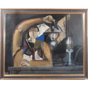 東郷青児 「婦人像」 油彩画 4号 ◇鑑定書付 【正光画廊】 : Gallery