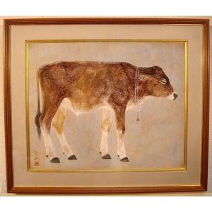 西田俊英 「仔牛」日本画15号(日本美術院同人)の商品画像