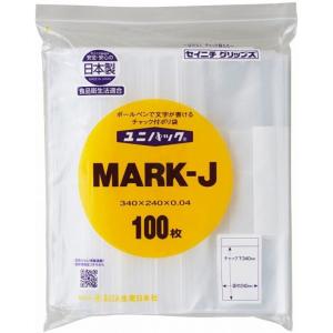 チャック付ポリ袋 記入 欄 MARK-J 1袋 100枚 340×240×0.04mm 透明 国産 ユニパック セイニチ A4 用紙｜aozora-shop-y