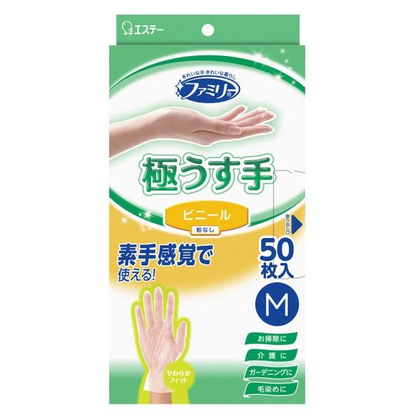《エステー》 ファミリー ビニール 極うす手 M 半透明 50枚入