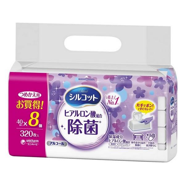 ユニ・チャーム(株) シルコット ヒアルロン酸配合 除菌ウェットティッシュ つめかえ用 40枚×8パ...