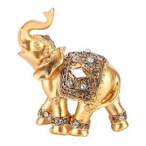 Buachois エレガントな像 樹脂 風水 黄金の彫刻 富 幸運の象の置物 トランクを上向きに向いた状態 ホームオフィスの装飾用 9x 並行輸入｜aozoraichiba1968