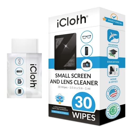 iCloth レンズクリーニングワイプ 5 x 3.5インチ - 30枚ワイプ すべての画面に安全 ...