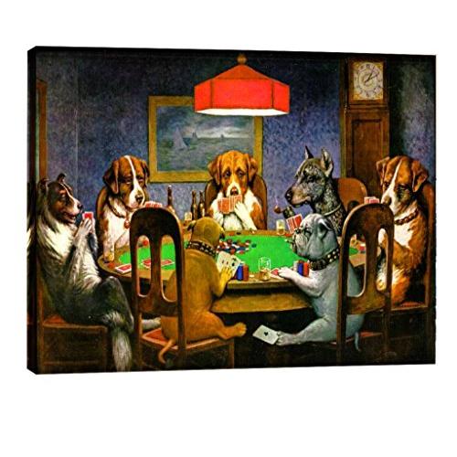 Elite Art Eliteart - ポーカーをする犬 16x20 ベージュ 並行輸入