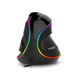 DeLUX エルゴノミックマウス 有線 ラージ RGB 縦型マウス 6ボタン 取り外し可能なリストレスト 4000DPIとオンボードソフ 並行輸入｜aozoraichiba1968