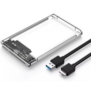 HDDケース 2.5インチ HDD SSD 外付けケース 透明 クリア スケルトン USB3.0 ハードディスク ドライブケース SATA3.0 USBケーブル付き 外付け 高速 データ転送