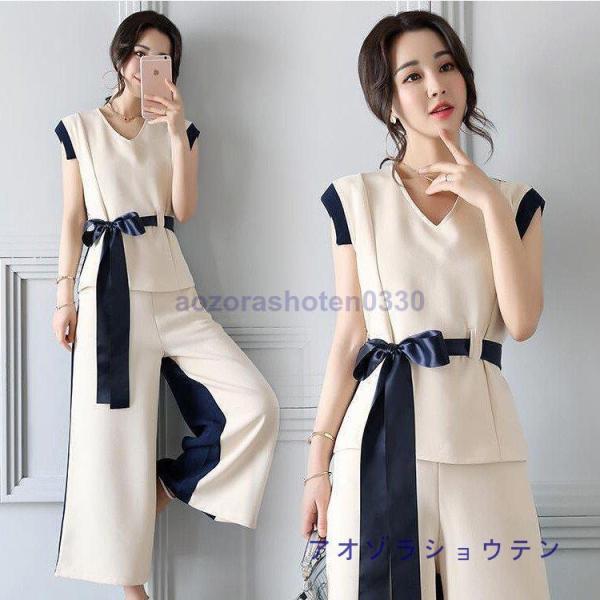 セットアップ レディース 40代 春夏 セットアップ 通勤 ロングパンツ トップス 2点セット カジ...