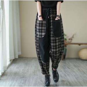 デニムパンツ サルエルパンツ デニム チェック柄 ジーンズ レディース ボトムス｜アオゾラショウテン