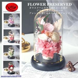 プリザーブドフラワー 母の日 ギフト お祝いプレゼントガラス 枯れない花 永遠の花 ナイトライト ボトル 結婚式 発表会 誕生日 記念日｜aozorashoten0330