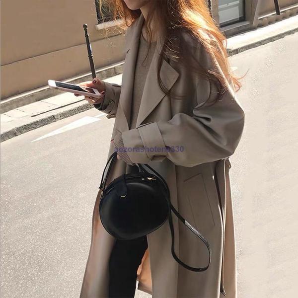 スプリングコート トレンチコート レディース 秋服 春 ロング Aライン ベルト付き オシャレ 着痩...