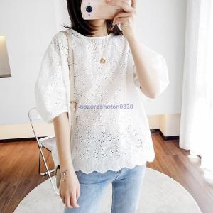Tシャツ レディース 40代 春夏新作 上品Tシャツ ブラウス おしゃれ 花柄インナー 薄手ニット 半袖トップス カジュアル 韓国風 大人 通勤 ゆっ Tシャツ レディース 40代 春夏新作 上品Tシャツ ブラウス