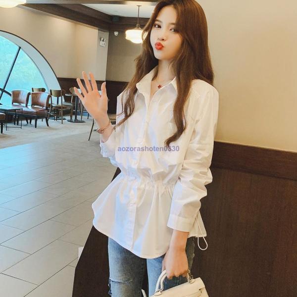 ブラウス レディース きれいめ 40代 春夏 上品 ウエストマークブラウス 白シャツ ミディアム丈ト...