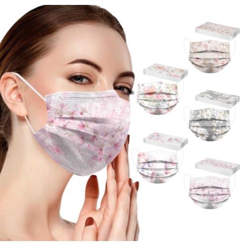 花柄マスク 使い捨てマスク 50枚入り おしゃれ 花柄 大人用 高品質マスク プレゼント 3層構造 ...