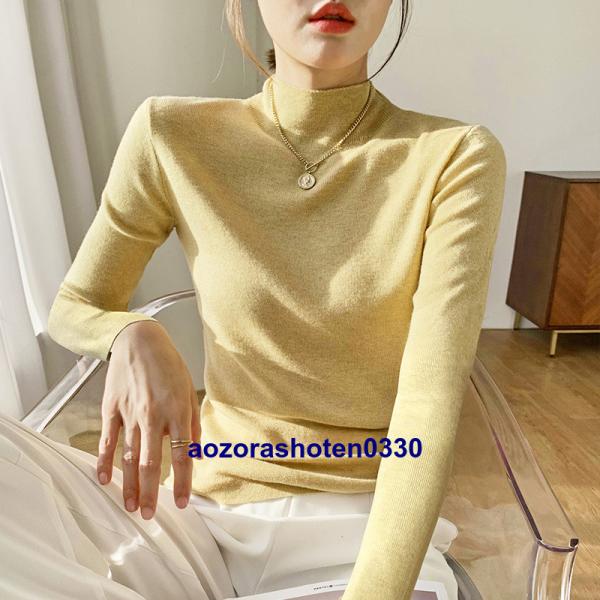 長袖セーター レディース ニットトップス 春秋冬 インナーコーデ セーター トップス ハーフネック ...