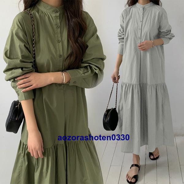 シャツワンピース レディース 長袖ワンピース 40代50代 春 おしゃれ ロングワンピース 着痩せ ...