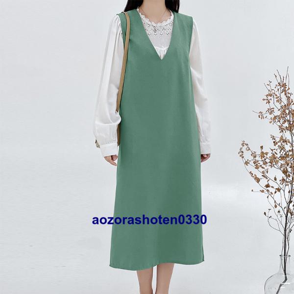 春ワンピースレディース Vネック おしゃれ 着痩せ大きいサイズ ノースリーブ春物ワンピース夏 スリッ...