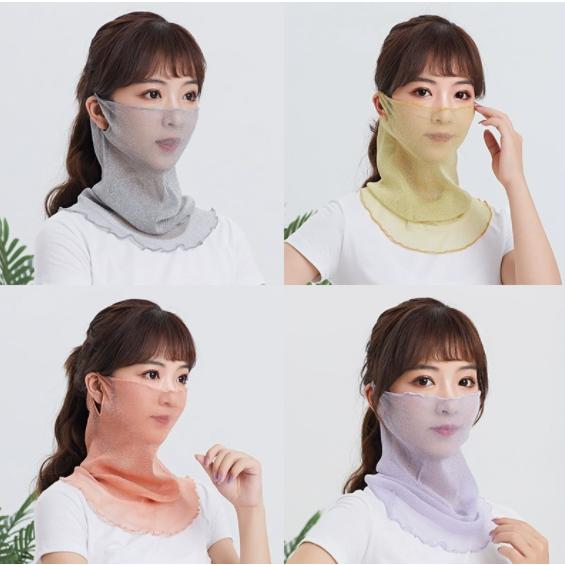 フェイスカバー UVカットマスク 夏 ひよけ 耳かけ 吸汗速乾 メッシュ 通気性 防塵 花粉症 日焼...