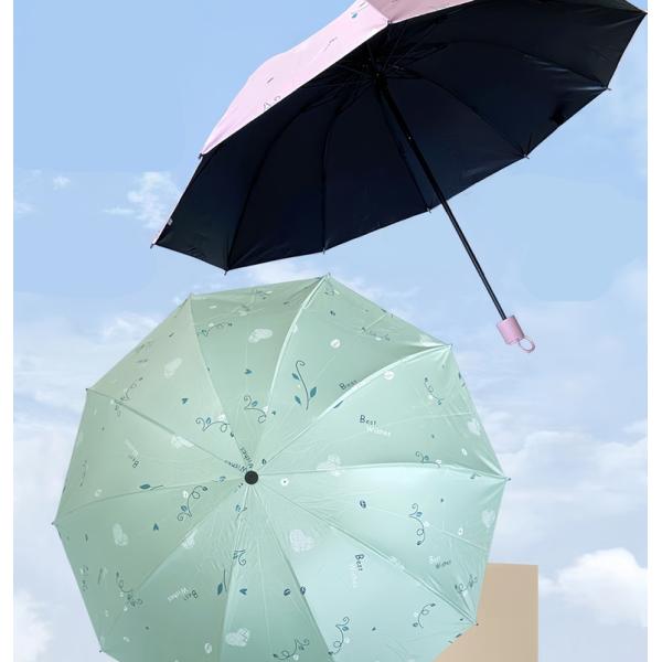 折りたたみ傘 晴雨兼用 手動開閉 日傘 撥水加工 折り畳み傘3段折り 葉柄 高強度 10本骨 大きめ...