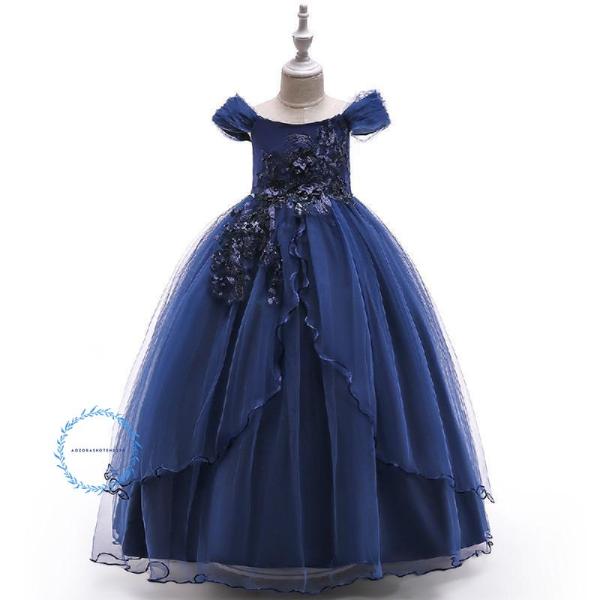 子どもフォーマルドレス発表会結婚式キッズワンピース女の子 ドレスピアノ花柄長袖レースロング