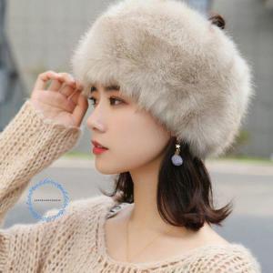 帽子 フォックスファー レディース 毛皮帽子 タッセル リアルファー
