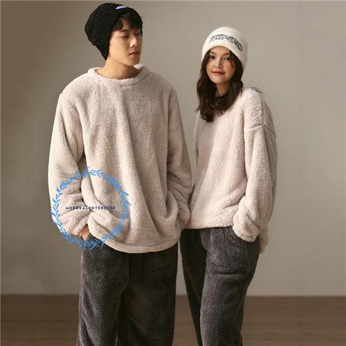 ペア パジャマ 冬 もこもこ 男女2着 セット カップル ペア ルームウェア 長袖 ペアパジャマ モ...