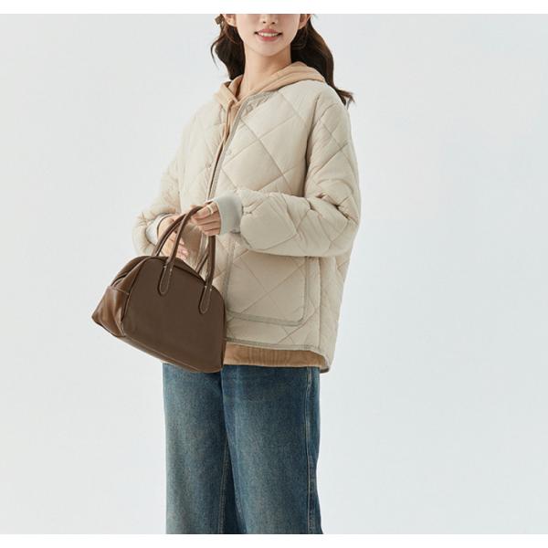 キルティングコート キルティングジャケット レディース キルト コート 中綿コート 秋冬 ノーカラー...