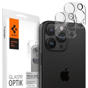 Spigen iPhone 15 Pro, iPhone 15 Pro Max カメラフィルム 気泡なし 保護 Glas.tR Optik iPhone15Pro, iPhone15ProMax 対応 カメラ レンズ クリア 2