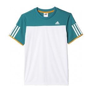 【クロネコゆうパケットOK】アディダス(adidas) テニス BクラブTシャツ (16ss) ジュニア キッズ ホワイト×イーキューティーグリーン BEB74-AJ3253【SS231250】｜aozoraya-sp