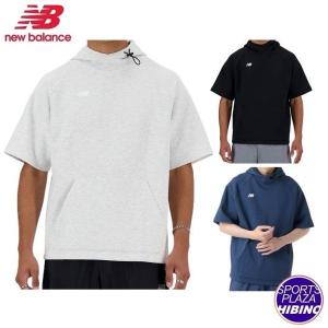 ニューバランス (NewBalance) BP フリースフーディショートスリーブトップ (24ss) アパレル ウェア アッシュへザー/ブラック/NBネイビー MT41708-AHH/BK/NNYの商品画像