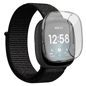 monoii 保護ケースセット Fitbit versa3 fitbit sense 交換 ベルト ナイロン フィットビット ヴァーサ 3 対応 バン