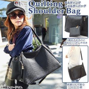 AP キルティング ショルダーバッグ ブラック 2WAY ミニポーチ付き AP-LADYBAG005-BK｜apagency02