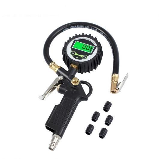 デジタル タイヤ空気圧 計 0-220PSI 0-14BAR 0-11400KPA 5 ブラック バ...
