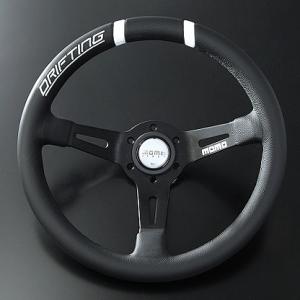 MOMO/モモ ステアリング DRIFTING ブラックレザー/ブラックスポーク(ホワイトステッチ)...