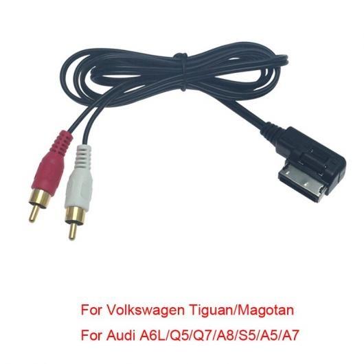 5ピース MDI/AMI インターフェース 2-RCA オス AUX ケーブル 適用: アウディ/A...