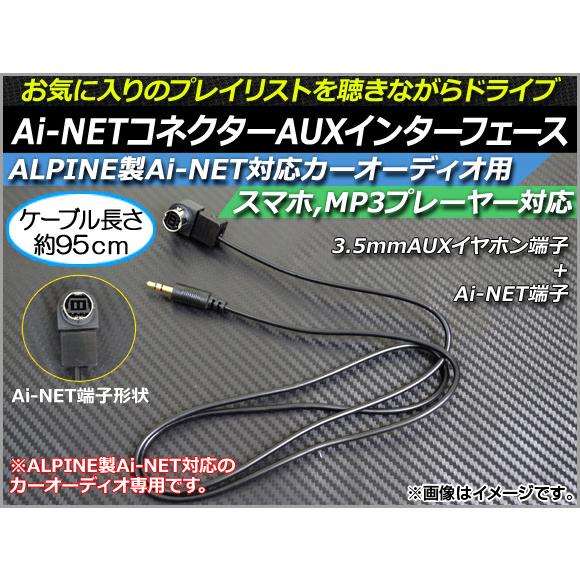 AP ALPINE用Ai-NETコネクターAUXインターフェース 約95cm 12V 3.5mmAU...