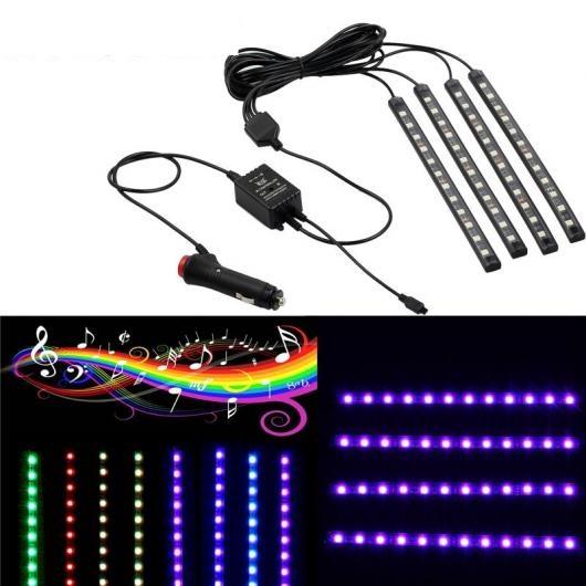 4個 12V ライト インテリア RGB LED ストリップテープ DRL 音楽/IR コントロール...