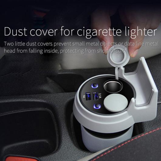 カー 充電器12-24ボルト3.1A出力デュアルUSB 充電器 コーヒーカップホルダー シガレットラ...