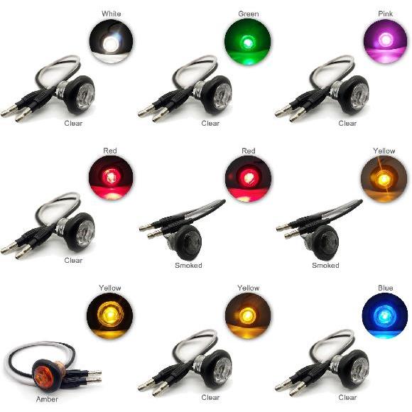 10ピース 3/4 ラウンド ペンタゴン シャープ レンズ LED サイドマーカー クリア ホワイト...