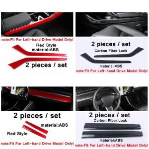 レッド/カーボン調 センター コントロール インストルメント カバー ギア シフト ボックス サイド ストリップ 装飾 トリム タイプA〜タイプD AL-PP-4355 AL