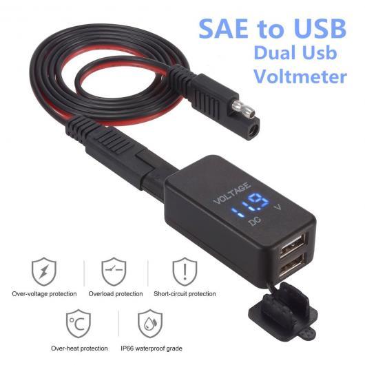 12V-24V SAE デュアル USB ケーブル アダプタ デュアル ポート パワー ソケット ス...
