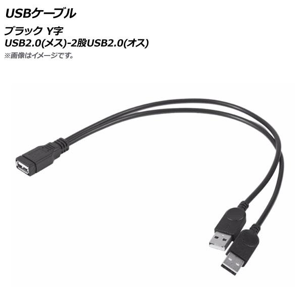 AP USBケーブル ブラック USB2.0(メス)-2股USB2.0(オス) Y字 AP-UJ05...