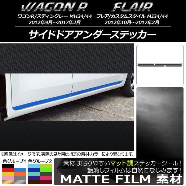 サイドドアアンダーステッカー マツダ ワゴンR/スティングレー,フレア/カスタムスタイル マット調 ...