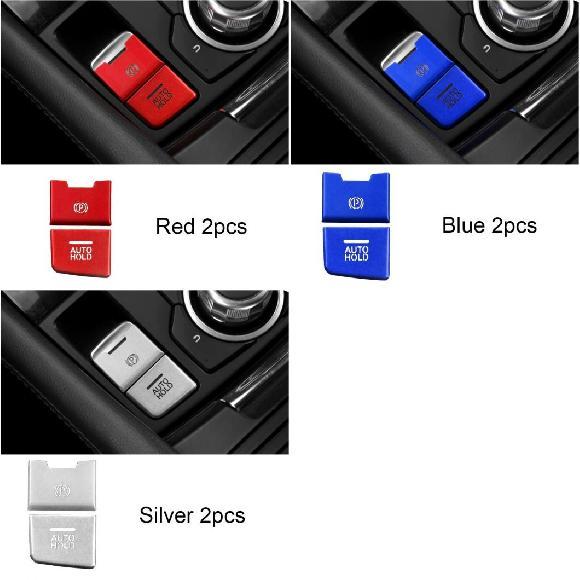 ハンドブレーキ パーキング ブレーキ オート ホールド &amp; マルチメディア ボタン カバー レッド ...
