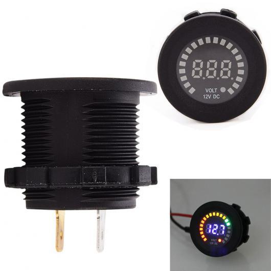30mm 12V 5-15V ユニバーサル LED エレクトリカル ボルト 電圧 ゲージ メーター ...