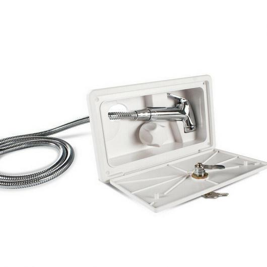 1セット ホワイト RV エクステリア シャワー ボックス キット ロック アウトドア ボート マリ...