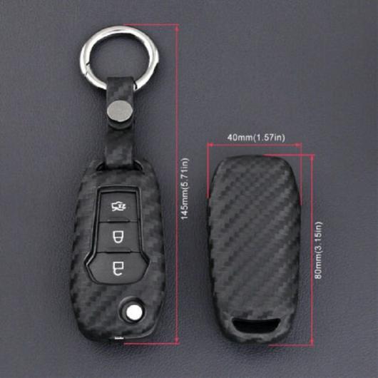 シリコン カーボンファイバー フリップ キー フォブ ケース カバー 適用: フォード/FORD 2...