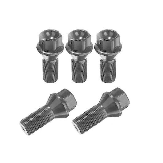 5ピース M14 X 1.25 ブラック ホイール ロッキング ラグ ボルト ナット スチール 36...