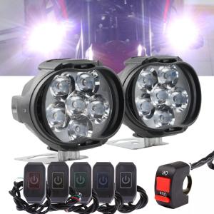 LEDモーターサイクルヘッドライト,12V,6 LEDモーターサイクルヘッドライト,ホワイト,スーパーブライト,フォグランプ,1500LM,2個｜apakore