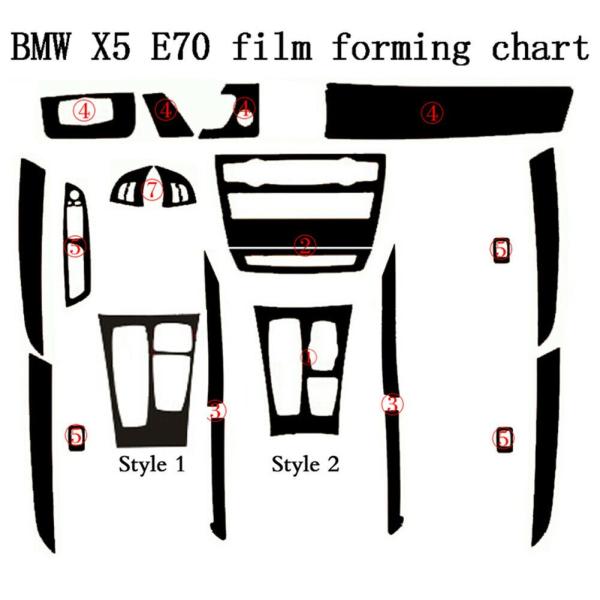 BMW X5 E70 2007-2013用5Dカーボンファイバーインテリアステッカー,カースタイリン...